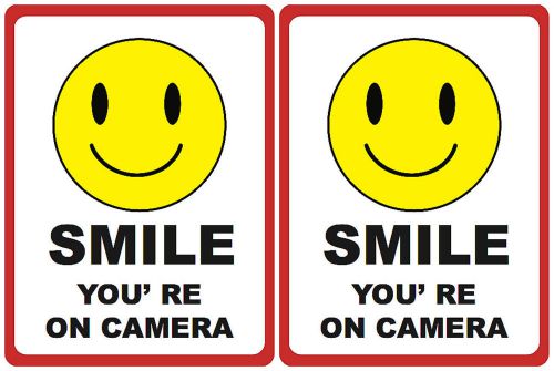 Security Sign Smile You&#039;re On Camera Business Sign Store Storage Unit 2 Pack s18