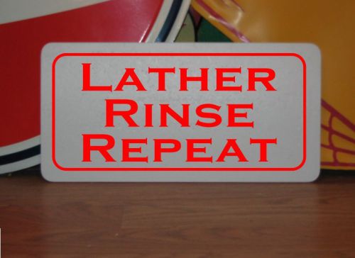 LATHER RINSE REPEAT Metal Sign 40&#039;s 50s Retro Vintage Style HAIR Beauty Parlor