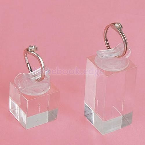 7pcs acrylic finger ring clip display showcase stand jewelry holder w/ gift box for sale