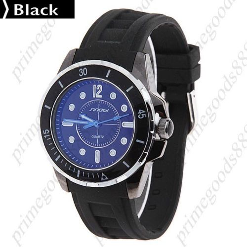 Unisex Quartz Watch Wrist watch Rubber Band Free Shipping Wholesale in Black