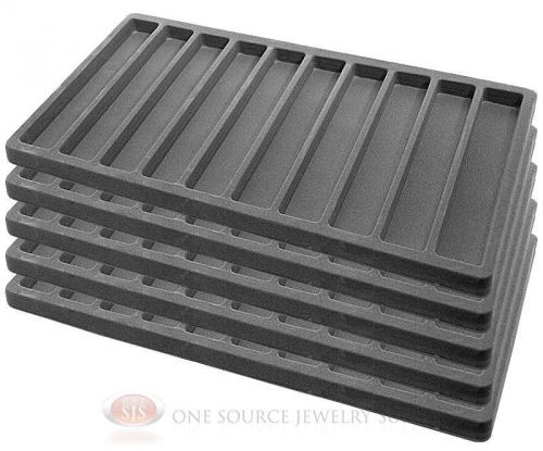 5 Gray Insert Tray Liners W/ 10 Slot Each Drawer Organizer Jewelry Displays