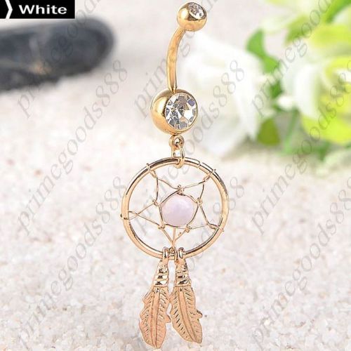 Dream Catcher Belly Button Ring Jewelry Gold Piercing Body Art Barbell White