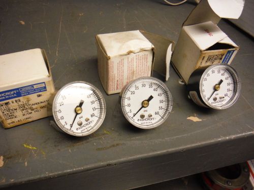 3 new old stock usa made ashcroft 15w1005 h 01b 0-60 psi air gauge for sale
