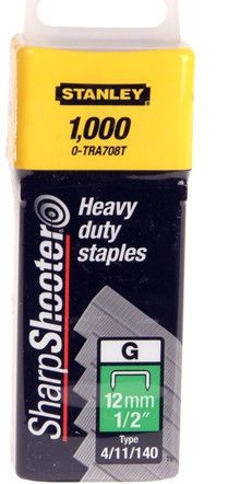 1000 x 12mm STANLEY HEAVY DUTY STAPLES 1-TRA708T (TYPE 4/11/140) - 0-TRA708T