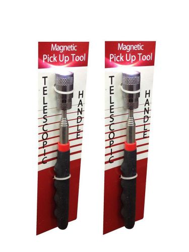 #1237 (2) new led light 8 lbs magnet telescop pick up grabber mechanic tool gift for sale