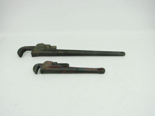 Lot Of 2 Vtg Rigid Pipe Wrenches 14&#034; &amp; 24&#034; Heavy Duty Repair Plumbing