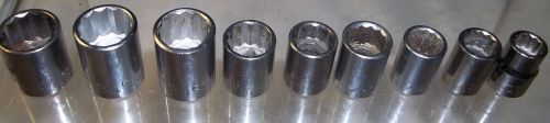 Craftsman 3/8 inch drive 5/8, 9/16, 1/2, 7/16, 3/8 inch sockets 12 point_1149/12