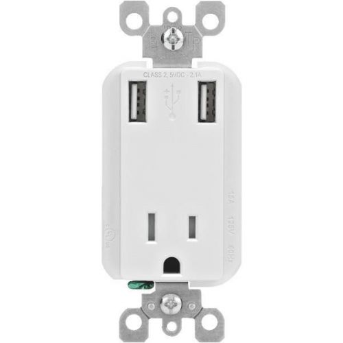 Leviton R02-T5630-00W Leviton USB Charging Outlet-2.1A WHT 2 USB/OUTLET