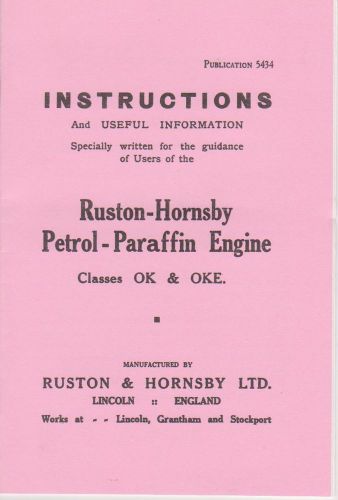 Ruston Class OK Engine Instruction Book