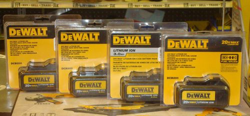 New Dewalt (4) 20V DCB200 3.0 AH Batteries For Drill,Saw,Grinder 20 volt Lit-ion