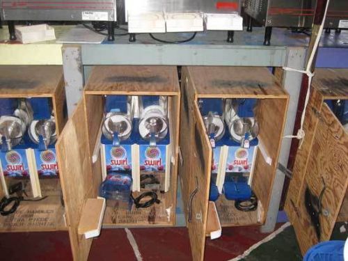 4 slushy machines and 4 crates with 25 cases of mix for sale