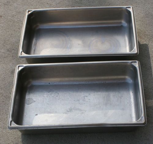 two Sysco stainless steel pans 13 x 21 x 4  W42