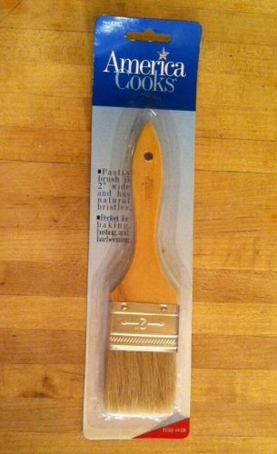 America Cooks 2&#034; Pastry Basting BBQ Brush Wooden Handle NEW Free Ship