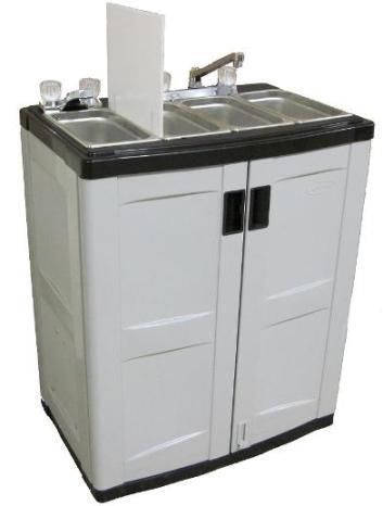 Mobile 4 Compartment Sink Cart