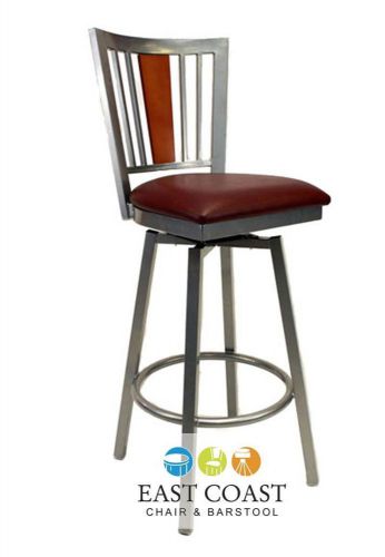 New steel city silver metal swivel restaurant bar stool with wine vinyl seat for sale