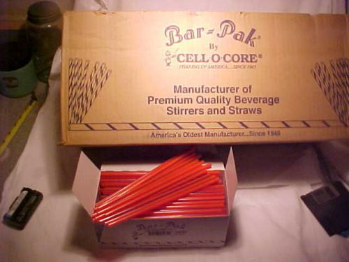 2500 STRAWS BAR-PAK JUMBO 7 3/4&#034; ORANGE AND BLUE STRIPE Cell-O-Core Straws CASE