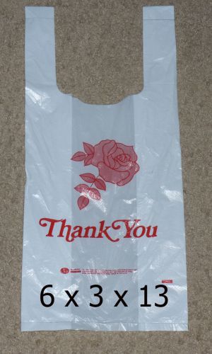 T-Shirt Plastic Bags Small Rose Thank You 100 QTY