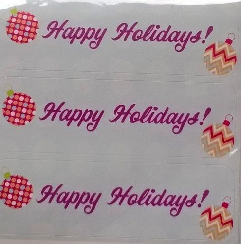 35  x Happy Holidays Stickers for Invitations Christmas Cards Invoices. Baubles!