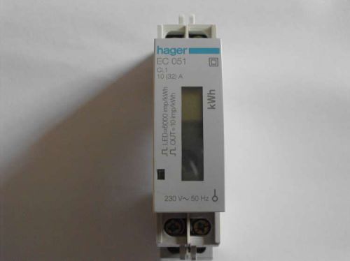 Hager EC051 1Ph KWhmeter direct 32A 1M with pulse