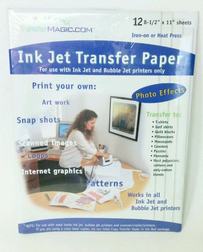 INK JET TRANSFER PAPER 12 Sheets 8-1/2&#034; X 11&#034;