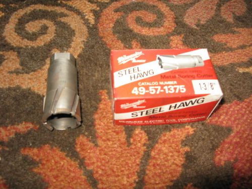Milwaukee steel hawg1 3/8&#034;  #49-57-1375 used carbide tip metal cutter in box for sale