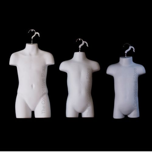 Infant + toddler + child white mannequin forms set for boys &amp; girls 9mo-7 sizes for sale