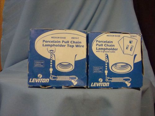 2 LEVITON PORCELAIN PULL CHAIN LAMPHOLDER 2 DIFFERENT