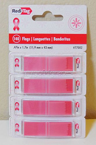 Redi-Tag Reditab Breast Cancer Awareness Pop-Up Flags with Dispenser 1/2 inch