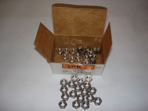 Lot of 38 - 1/4&#034;-20 18-8 Stainless Steel Finished Hex Nuts