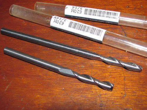 LOT OF 2 BRAND NEW EXTRA LENGTH SOLID CARBIDE 3/16&#034; END MILLS , 2 FL , GARR TOOL
