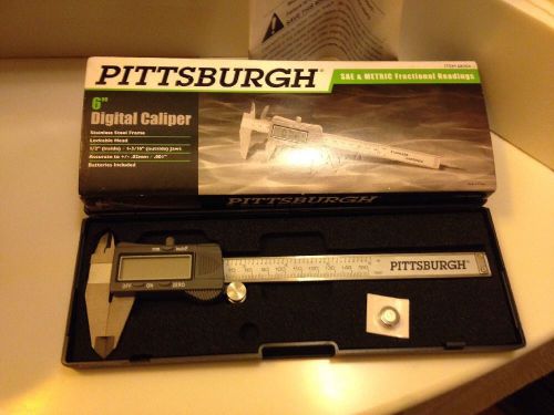Pittsburgh 6&#034; Digital Caliper SAE &amp; Metric NIB #68304 Stainless Steel Frame