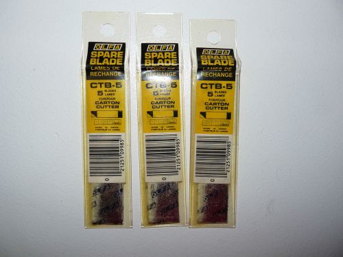 Lot of 3  Packs of CTB-5 OLFA  Cutter Blades ( 5 in each pack) REFILL MODEL CTN