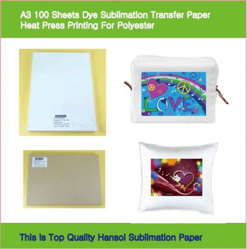 A3 100 Sheets Dye Sublimation Transfer Paper Heat Press Printing For Polyester