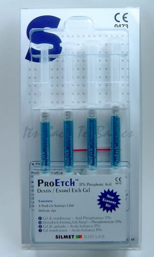 Silmet ProEtch Blue Acid Etching Gel 37% Kit of 4 x 1.2 ml Syringes plus 10 tips