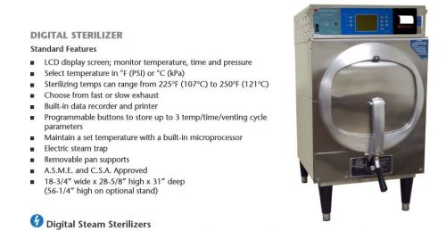 Brand new mf sterilmatic sterilizer digital laboratory autoclave 95-6300 stm-ed for sale