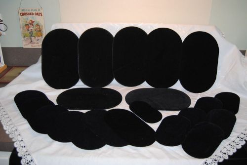 lot of 20 Black Velvet Oval Pads Jewelry Display Boards 4 sizes