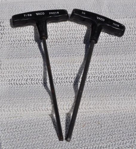 Pair VACO - Allen Wrench Hex (Tee) T-Handle, 7/32 &amp; 1/4 x 7-1/2 Used Made in USA