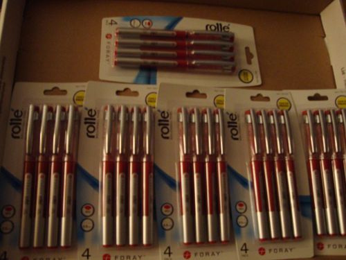 FORAY Liquid Ink Rollerball Pens, 0.5 mm, Fine Point, Red Ink, 4/Pack LOT OF 6