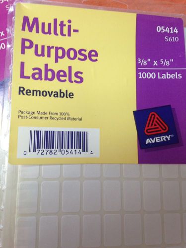 Avery 05414 Removable Multipurpose Labels,3/8&#034;x5/8&#034;,1000/pk,White