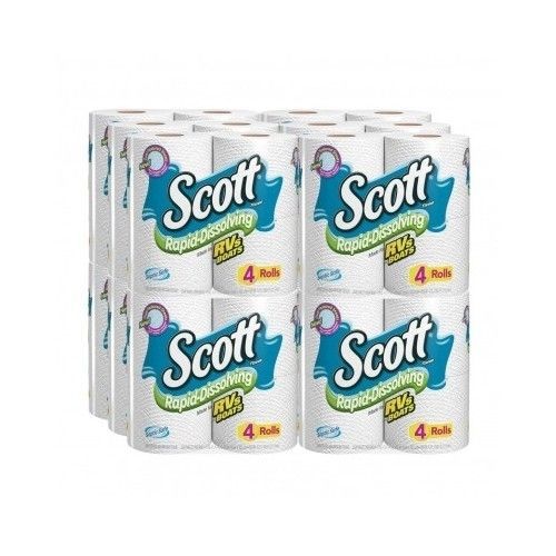 Scott Rapid Dissolve Jumbo Bath Tissue, 4 Count (Pack of 12