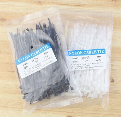 100pcs 2.5*100mm locking nylon plastic cable ties zip wire black/white cord wrap for sale