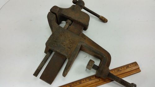 PV Co NY 155 vintage vise antique old metal anvil 3&#034; jaws clamp on bench