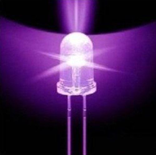 100pcs F5 5mm Round Ultra Violet LED UV Light 390-395nm Purple Lamp