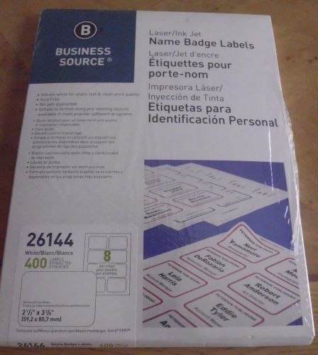 Business Source Laser/Inkjet Name Badge Label -2.33&#034;W x 3.38&#034;L 400/Pk BSN26144