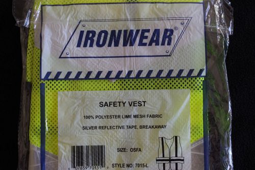 Safety Vest Lime Green by Ironwear 100% Polyester Mesh Fabric Size: OSFA 7015-L