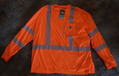 PLUS SIZE MENS CARHART ORANGE REFLECTIVE LONG SLEEVE SHIRT 3XL RELAXED FIT BNWT