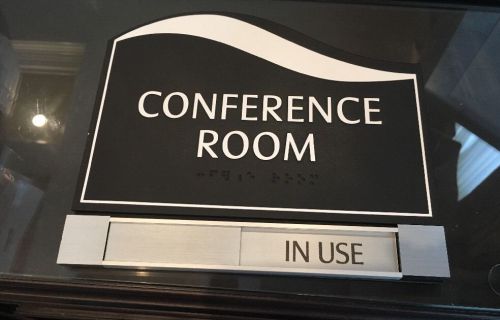 Conference Room Office Sign (open/in use) Black &amp; Silver