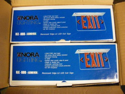 2 NEW Nora Lighting NX-608-LED Green Exit Signs FREE SHIPPING