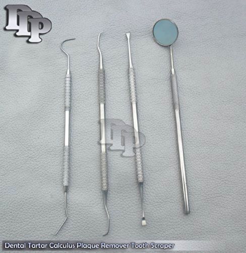 Dental Tartar Calculus Plaque Remover Tooth Scraper, Dental Mirror &amp; Scaler Set