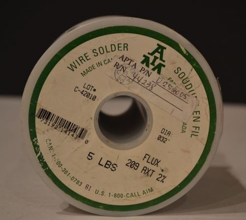 AIM SOLDER WIRE .032 5 LBS Spool Flux 209 AXT 2% SN62 C-42010